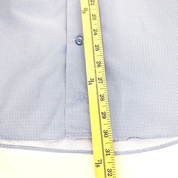 David Donahue Men's Dress Shirt Blue Geometric Pattern 16.5 32/33 100% Cotton - Picture 12 of 12